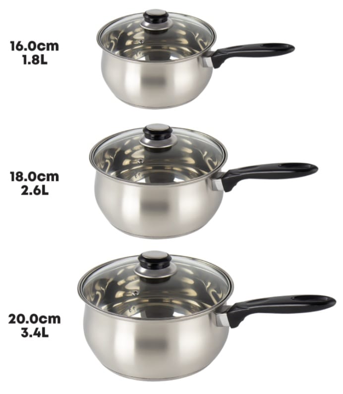 6pc Stainless steel Cookware Set 16/18/20cm - Induction