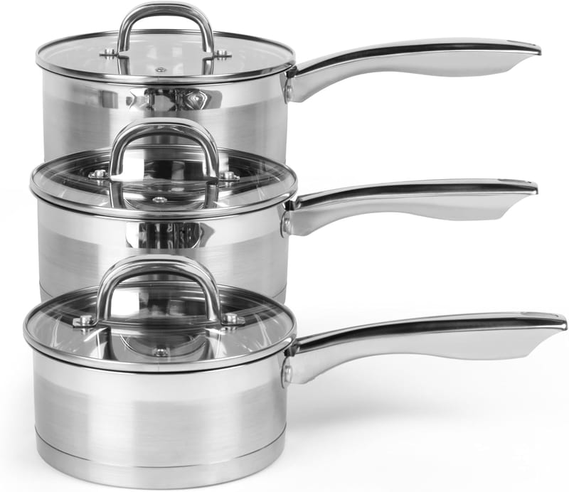 6PCS stainless steel saucepan set Glass lid (16-18-20CM)